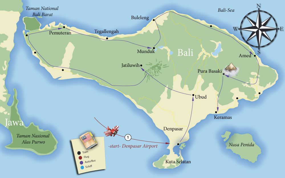 Die Tour durch Costa Rica kompakt auf einer Karte zusammengefasst